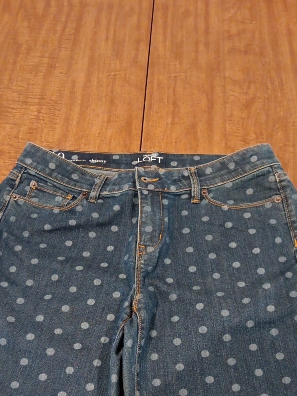 LOFT Polka Dot Skinny Jeans - Blue